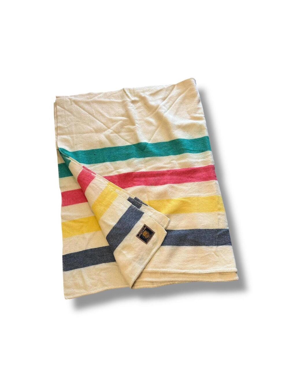 Vintage Early's Whitney Point Striped Wool Blanket